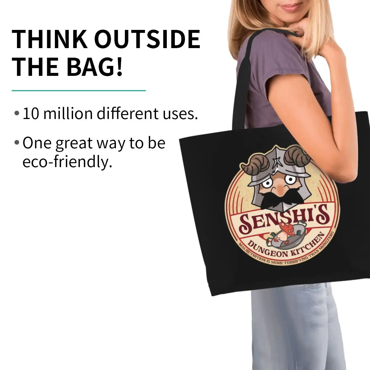 Delicious In Dungeon Senshi Cooking Anime Shopping Tote Bag Canvas Large Capacity Shoulder Bags Shopper Grocery Handbag Women