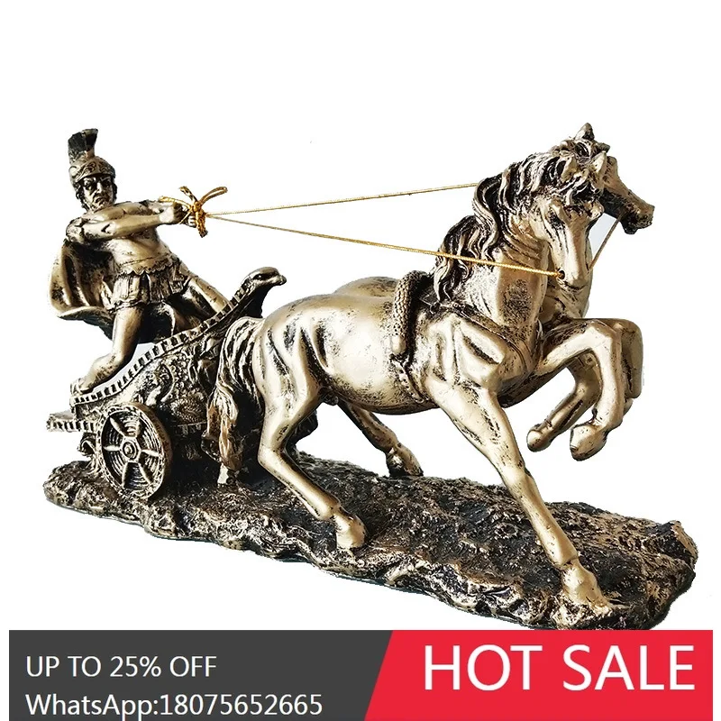 SGF Crafts Roman Chariot Imitation Copper Living Room Office Desktop Home Decoration