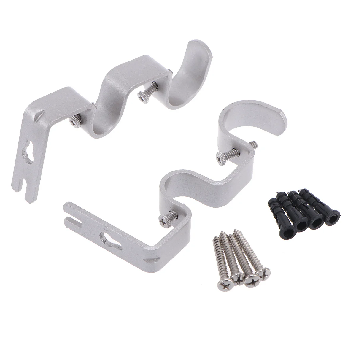 

2pcs Curtain Rod Bracket Silver Vintage Style Heavy Duty Drapery Mounting Holder For Window Decor Curtain Pole Support