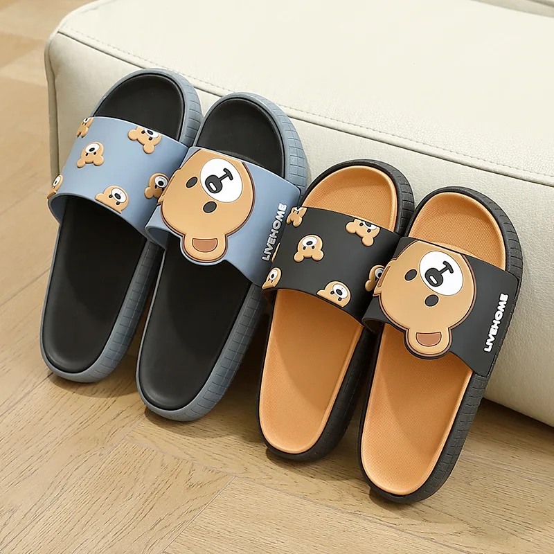 House Slippers Woman Summer Beach Bear cute Kawaii cartoon Lady\'s slippers Platform  Female House soft Thick bottom EVA 2024 new