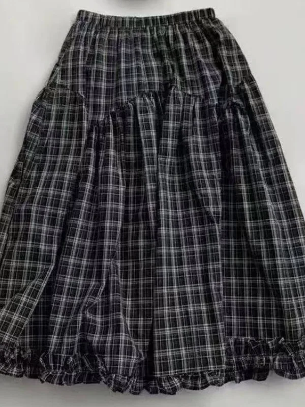 

Юбка-миди трапециевидной формы с высокой талией в стиле ретро, женская летняя новая пышная юбка с кружевной отделкой и подолом, юбка-зонтик