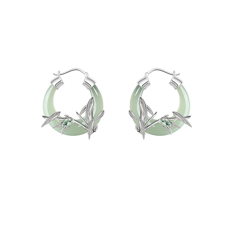 MASW Original Design Spring Summer Style Fresh Sense Bamboo Shape Green Hoop Earrings For Women Girl Gift Trend Jewelry