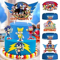 Happy Birthday Party Decoration Sonic the Hedgehog Cake Topper Baby Shower Party Supplies Sonic  Paper Tableware Cake Decor Gift