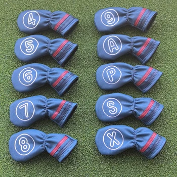 ฝาครอบเหล็กกอล์ฟสำหรับไม้กอล์ฟหนัง PU นิ่ม4-9 ASPX 10ชิ้นอุปกรณ์พัดลมกอล์ฟ