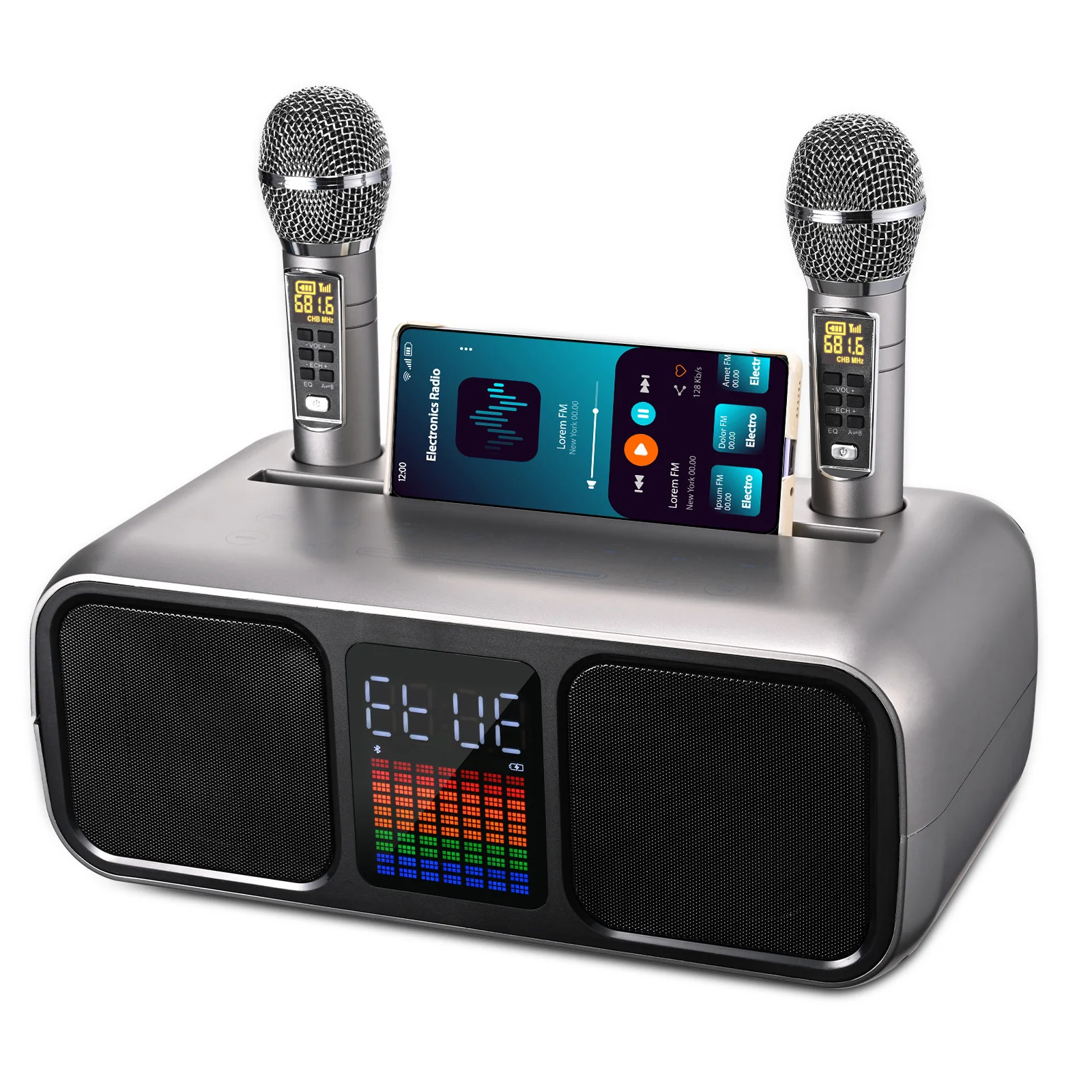 Karaoke Machine, Portable Karaoke Equipment with 2 Wireless Microphones, PA System and Karaoke Song Mode for Home Party