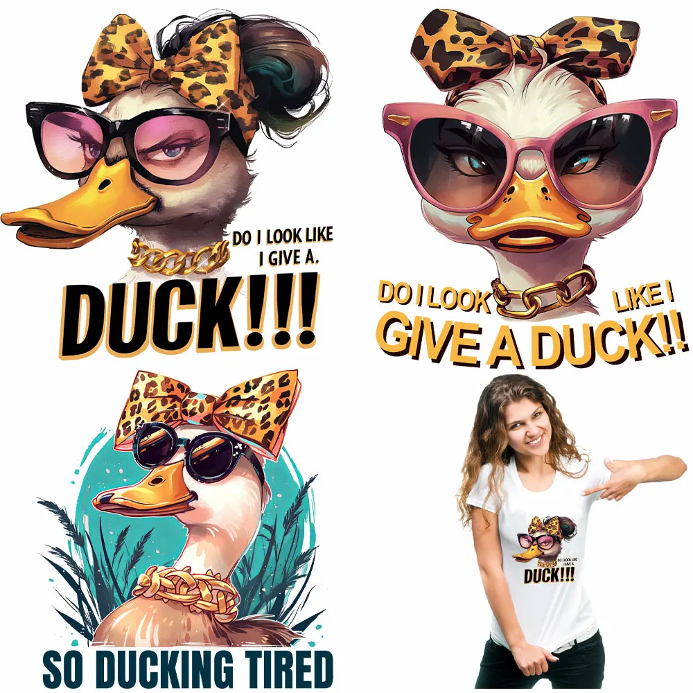 Animals  Funny Duck Iron on Transfers for Patches for Clothes Clothing DTF Transfers Ready to Press Iron on Clothing Stickers