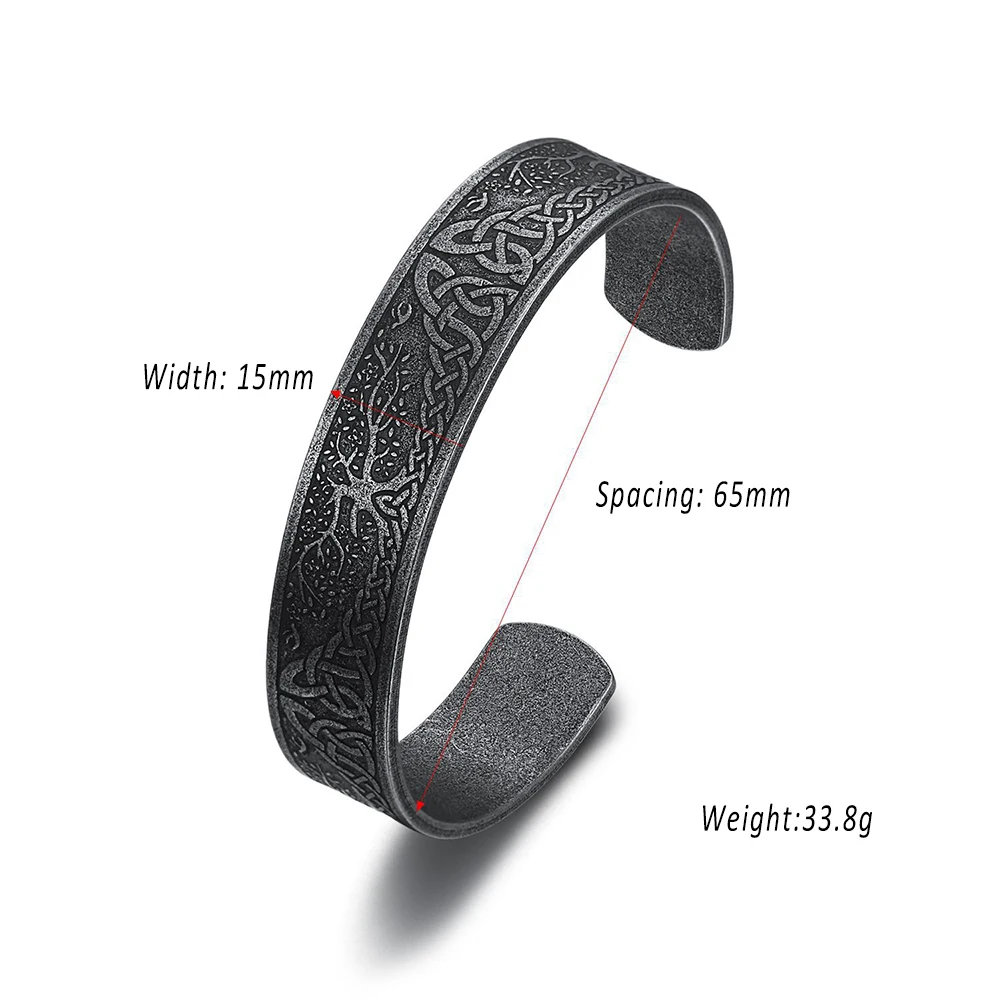 Punk Retro Nordic Viking Rune Bracelet for Men Women Stainless Steel Tree of Life Bracelet Fashion Amulet Jewelry Gift Wholesale
