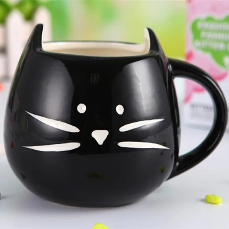 Ceramic Cute Cat Mugs With Spoon Coffee Tea Milk Animal Cups With Handle 400ml Drinkware Nice Gifts