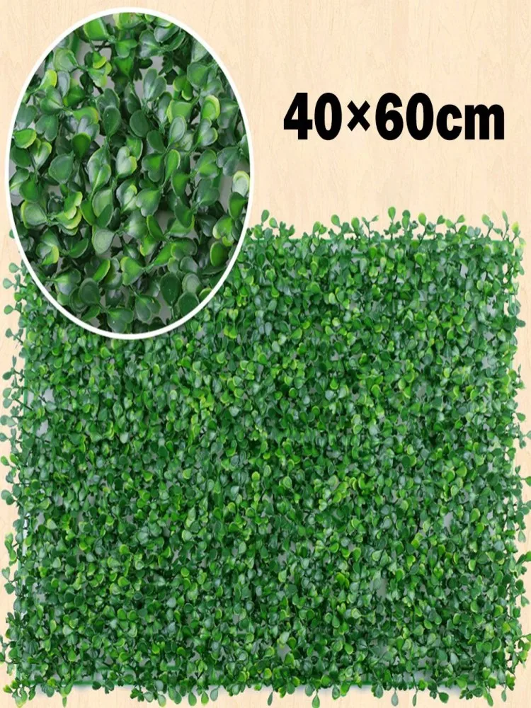 1PC Artificial Plant Hedge Green Leaf Fence Panels Faux Privacy Fence Screen For Home Outdoor Garden Balcony Decoration 40x60cm