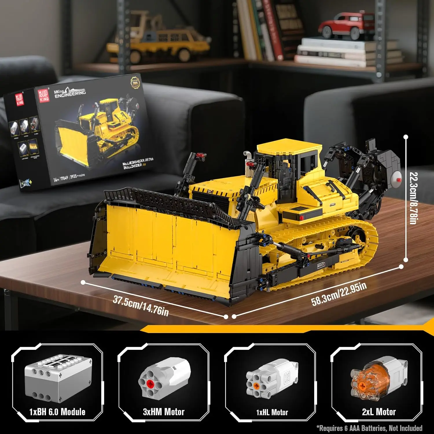 Bloques de construcción Bulldozer, juego de bloques de vehículos de construcción programable por aplicación, juguete de regalo de modelo de ingeniería DIY para recoger adultos