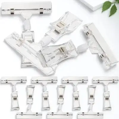 10Pcs Double Head Clip Tag Holders Rotatable Strong Base Price Sign Display Clip for Store Promotions Merchandise Notes