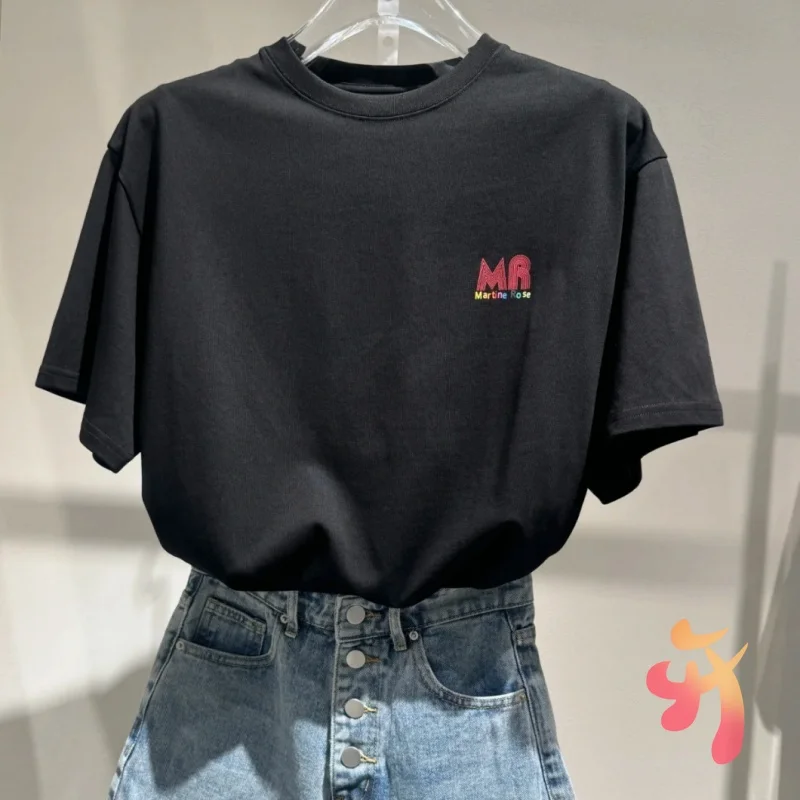 

Rainbow Barrage Black Martine Rose Tshirts Fashion Street Cleanfit Cotton Round Neck Short Sleeve Casual Loose Men Women Top