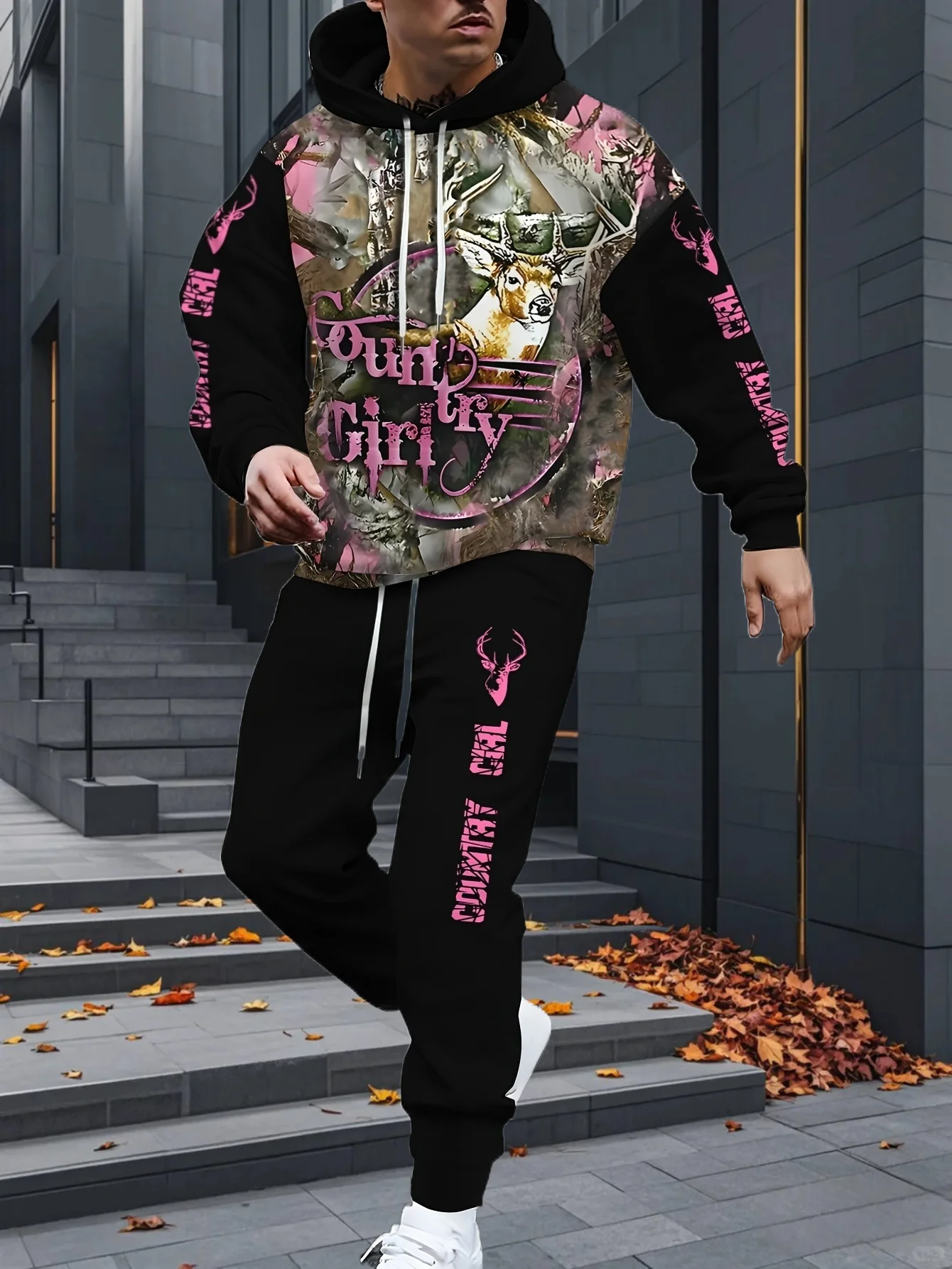 

2025/26 Latest Trendy Men's Street Trendy Hoodie Set Y2K Autumn/Winter 3D Printed Adult Trendy Men's Casual Top Pants