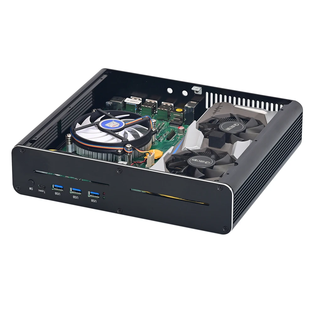 HUNSN 8K mini-pc, gamingcomputer, HTPC, Kodi, Intel Core I7 10870H, BM23, Windows 11/Linux Ubuntu, 6G Graphic, ondersteuning voor Proxmox, Esxi, DVI