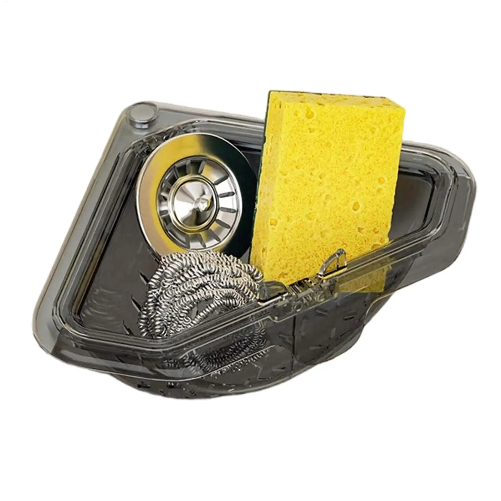 Corner Sink Strainer One-button Magnetic Sink Food Strainer Foldable Triangular Drain Basket Scrap Collector for Kitchen Sink