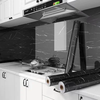 المطبخ النفط واقية فيلم موقد مقاوم للماء مقاوم للرطوبة ذاتية اللصق خلفية كونترتوب خزانة تجديد بلاط الرخام ملصق