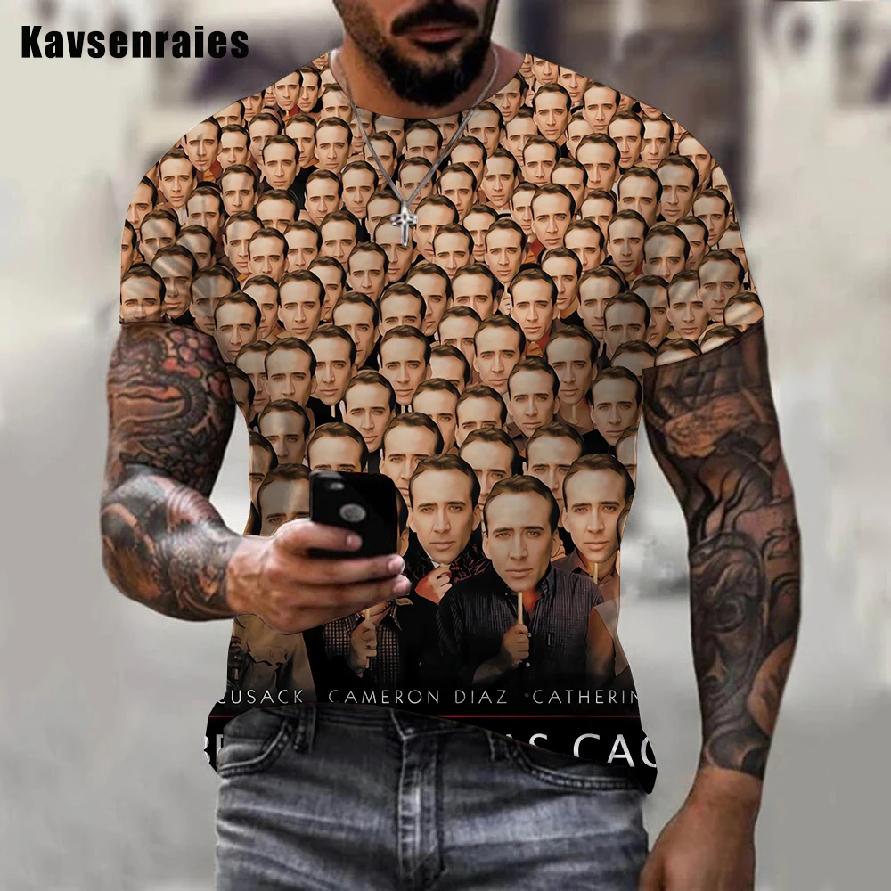 2022 Summer Fashion Funny Nicolas Cage Printed 3D T-shirt Men Women Casual Harajuku Style Oversized Tee Shirts