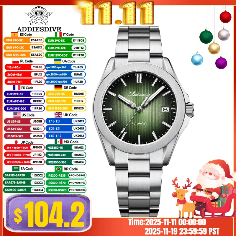 

ADDIESDIVE New 2025 Watch For Man BGW9 Blue Luminous 20Bar Waterproof Sapphire Glass Japan NH35 Automatic Mechanical Watch reloj