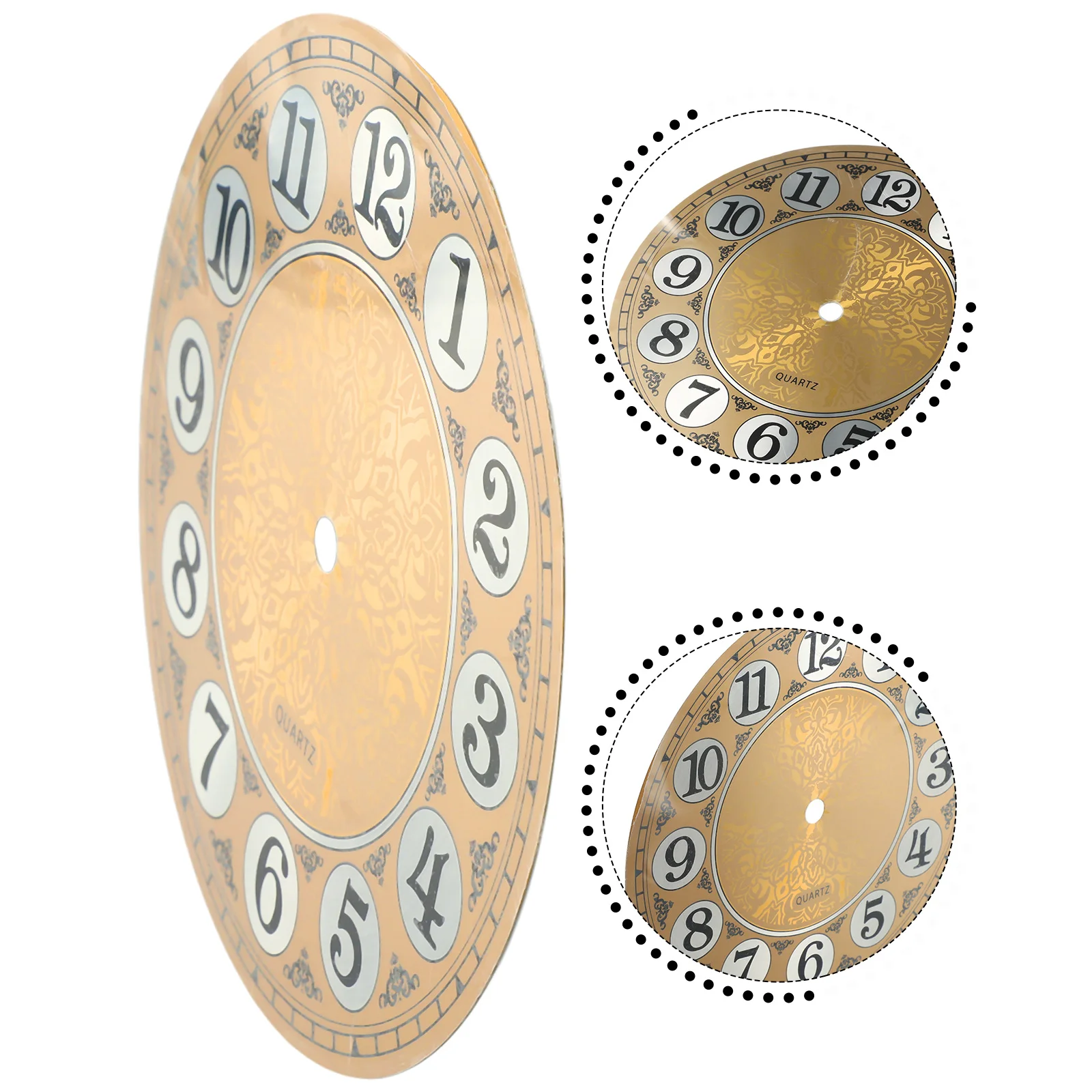 Gold Color Aluminium Metal Wall Clock Dial Face Vintage Arabic Numeral 7 In Diameters Flat Profile Thick 0 5mm