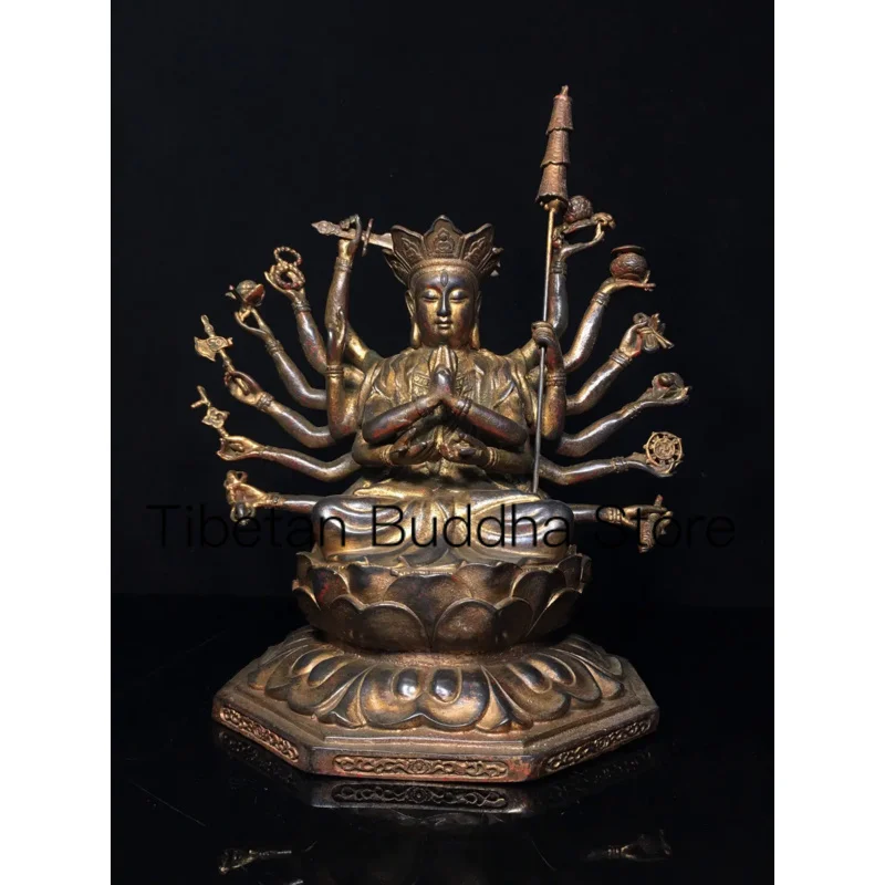 

Nepalese Tibetan Pure Copper Mud Gold Stripped Zhunti Buddha Mother Statue Bodhisattva Decoration Home Buddhist Hall Supplies