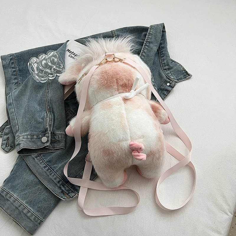 Big Doll Bag For Lady Girls Cute Plush Pig Cartoon Backpack Women's Handbag Large Capacity Leisure Travel Shoulder Crossbody Bag