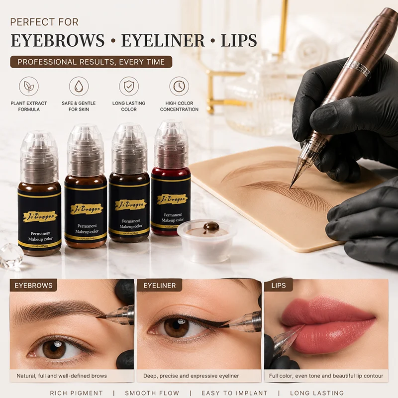 15ml Tattoo Ink Pigment Color Paint Set Mix Permanent Makeup Microblading Eyebrow Lip Eyeliner SMP Beauty PMU Body Art Supplies