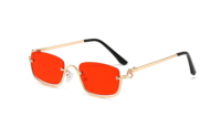 Women's Half Frame Square Fashion Glasses Sunglasses Luxury Brand Metal Retro Rectangular Blue Sunglasses Women