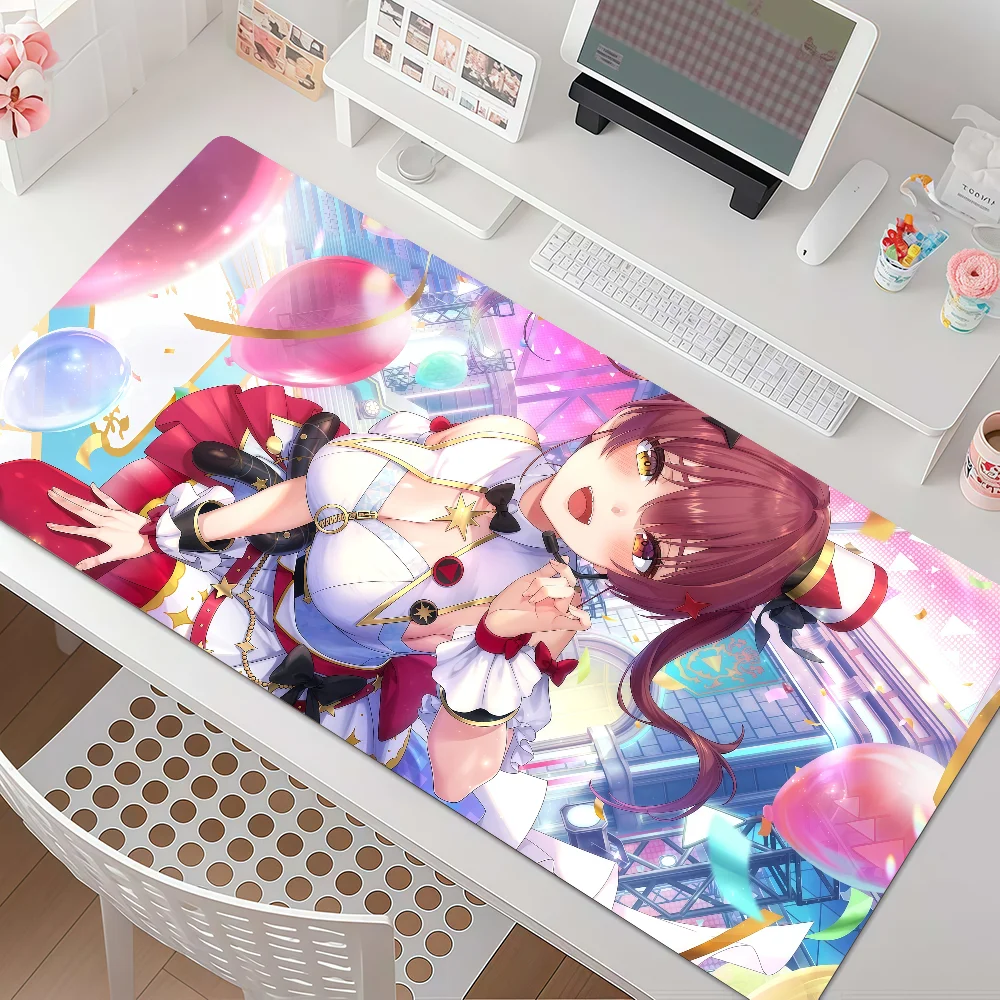 Virtual Idols H-houshou M-marine Blogger Mouse Pad Anti Slip Rubber Edge Locked Thickened Laptop Gaming Desk Mat