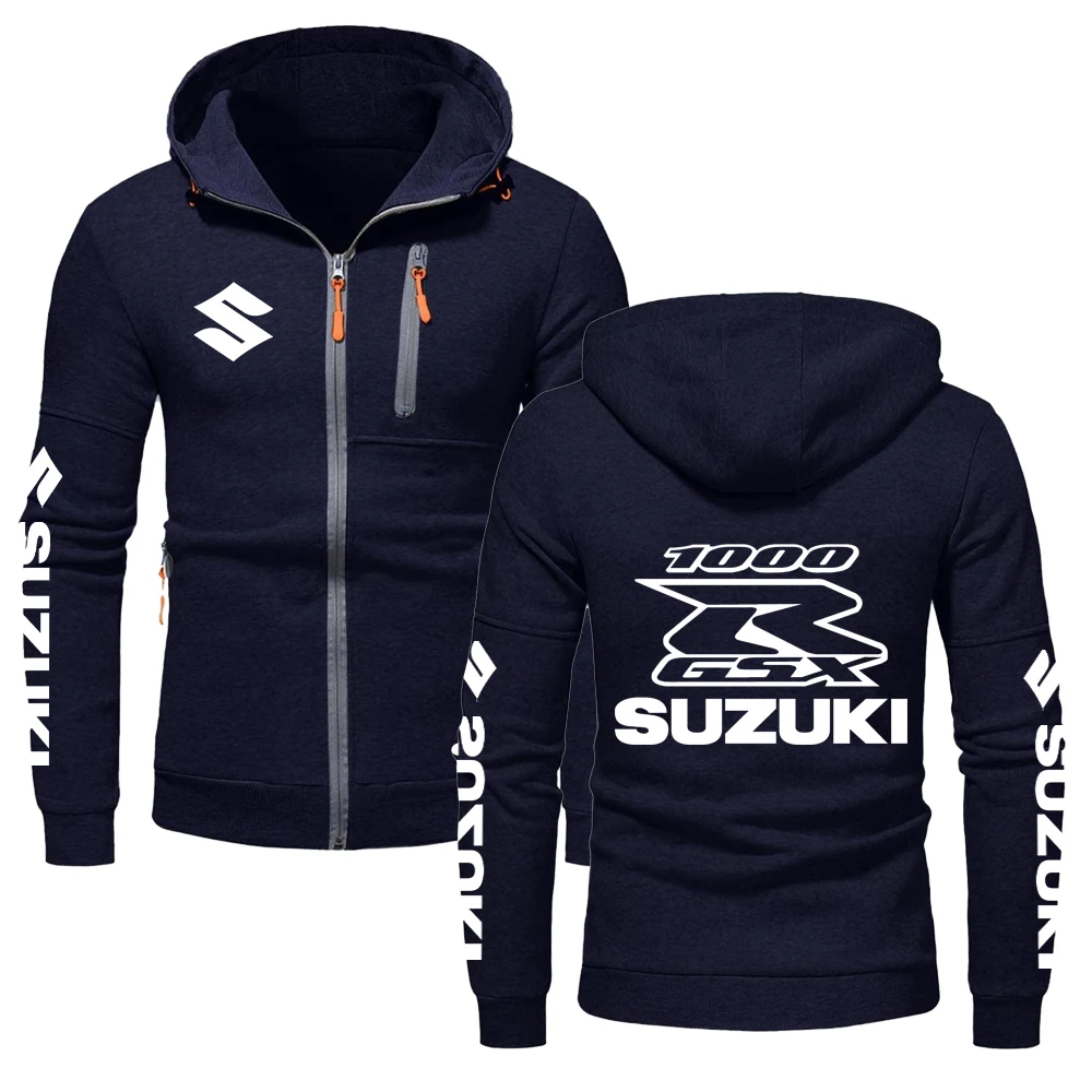 Suzuki gsx r1000 logotipo da equipe de corrida da motocicleta dos homens com zíper hoodie 2026 nova moda masculina moletom esportes jaquetas casaco