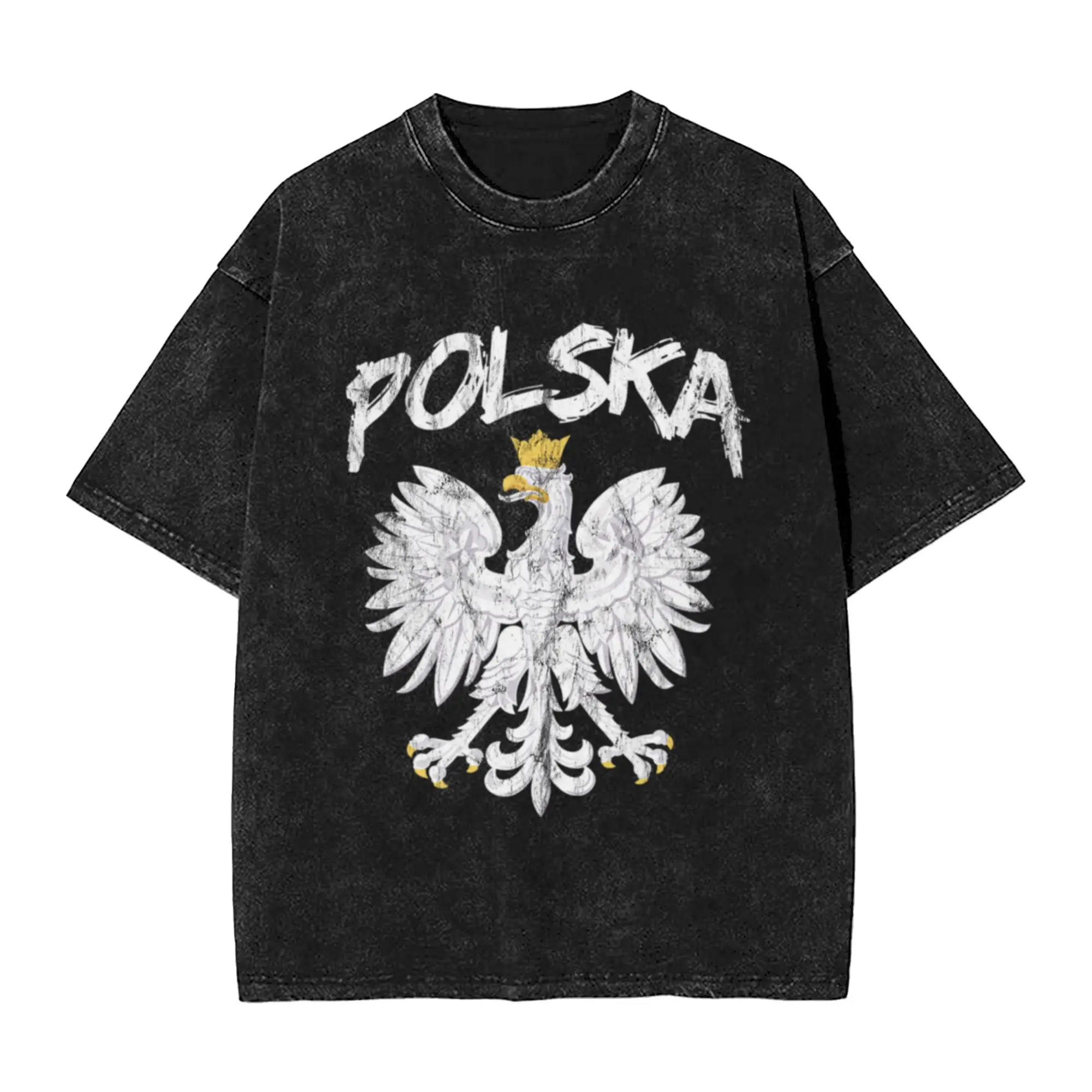 Polska Poland Polen Eagle Proud Design Vintage Grunge Unique Cool A Washed T Shirt Men's Women's Oversized Cotton Tees Tops