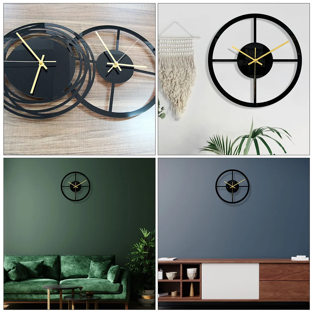 

Acrylic Wall Black Hanging Round Lightweight Mute 3D Silent Bedroom Decorative Wall Clock Decor Living Room Bar Hotel Clock