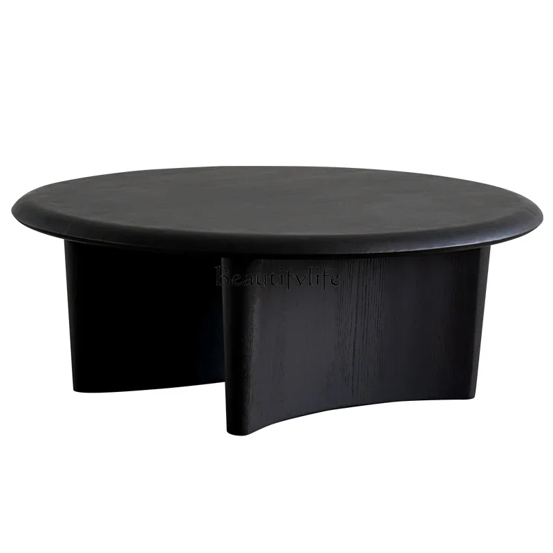 

FG-Living room small apartment solid wood coffee table creative retro round tea table