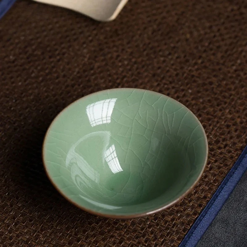 2pcs /Set 60ml Longquan Celadon Hat Cup Ceramic Master Cup Handmade Household Kung Fu Tea Set Tea Ceremony Drinkware Accessories