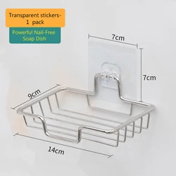 High Quality Soap Rack Wall Mounted Soap Holder Stainless Steel Soap Sponge Dish Bathroom Accessories Soap Dishes Self Adhesive