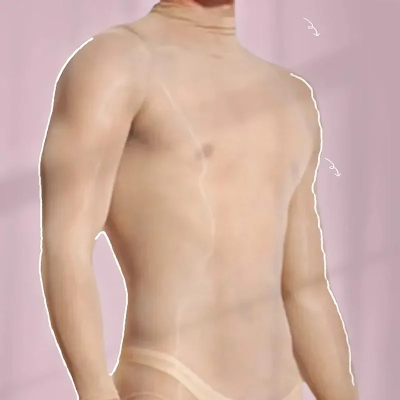 مثير الرجال شير قفازات طويلة الأكمام لامعة مرونة بذلة سوداء اللياقة البدنية Bodycon PlusSize Playsuit سليم ارتداءها الجوارب