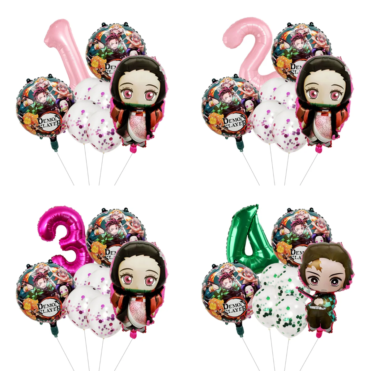 Set de Globos Temáticos de Demon Slayer, Globos de Anime Kimetsu No Yaiba para Decoración de Fiestas de Cumpleaños Infantiles, Baby Shower, Globos