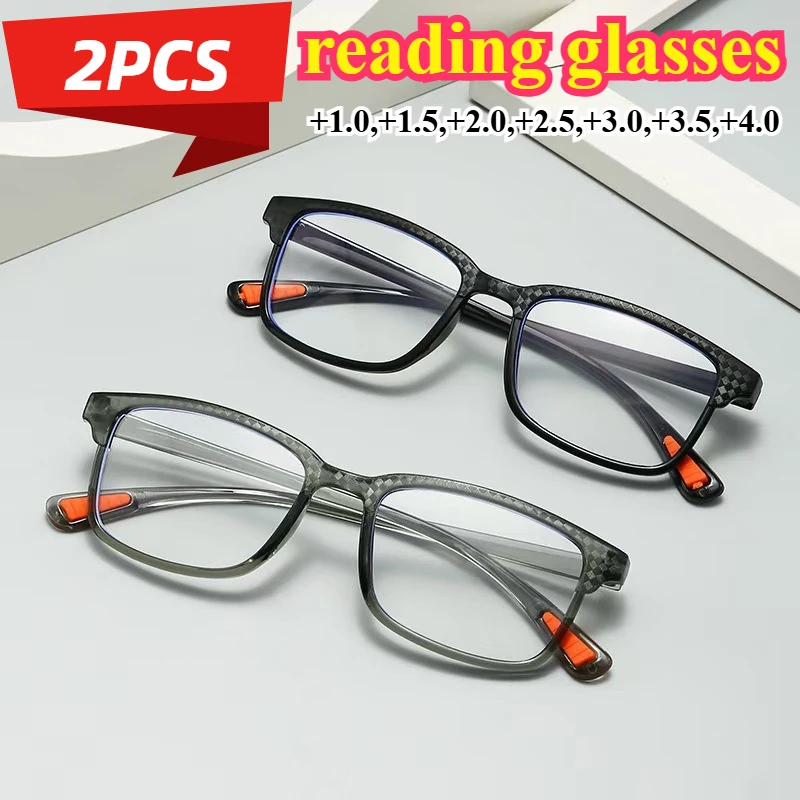 2pcs Fashionable Square Reading Glasses,Neutral Glasses,Suitable for Daily Office Reading,Holiday Gifts Christmas,New Year Gifts