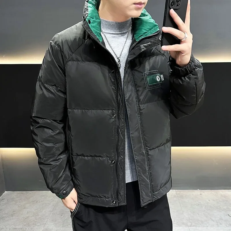 Winter New Men Down Jacket Young Male Stand Collar Handsome Large Size Outcoat Thickened Warm Fashion Casual Versatile Outerwear