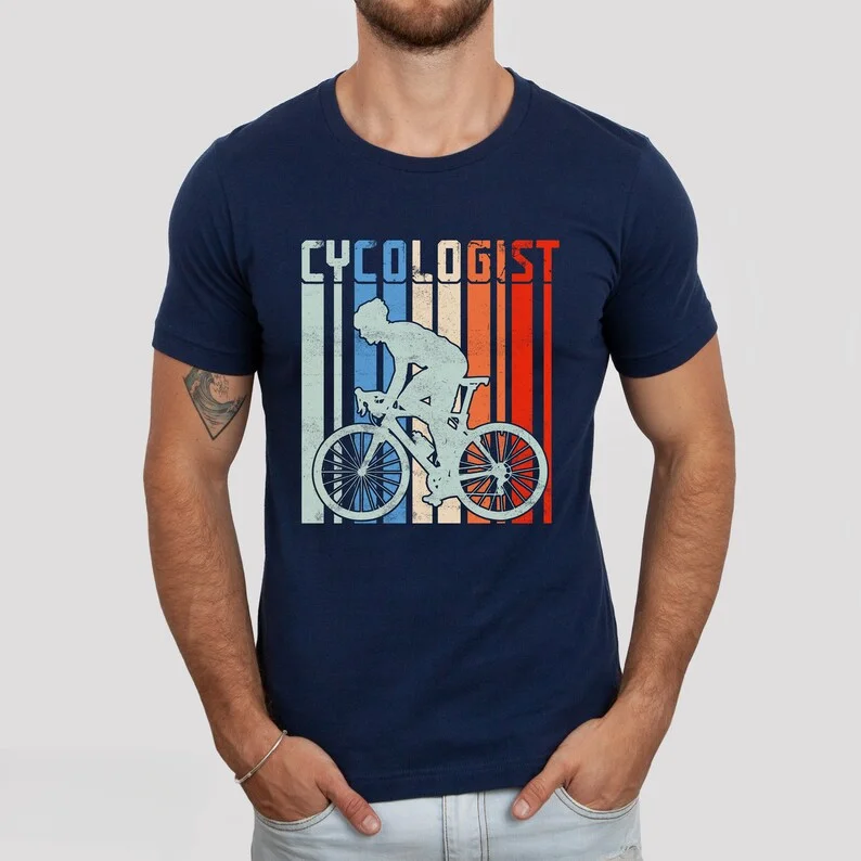 Cycologist Bicycle Classics Shirt Funny Shirts Graphic T Shirts Men Clothing Cotton Retro Street Fashion Short Sleeve Design Top