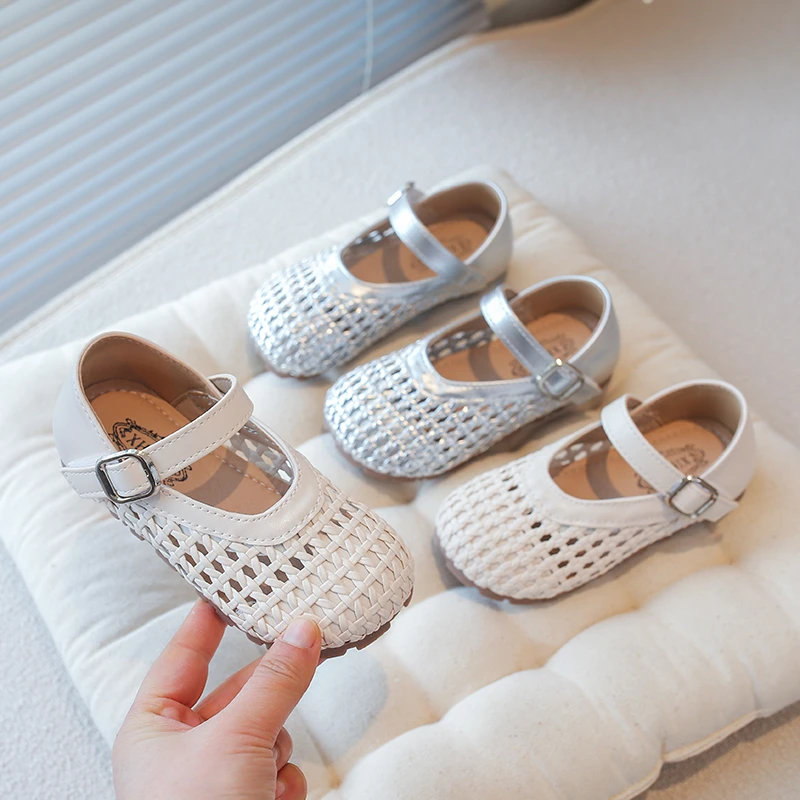 

Летние модные удобные детские туфли: дышащие плетеные туфли Мэри Джейн с пряжкой, на мягкой подошве, для девочек, для пляжа и вечеринок