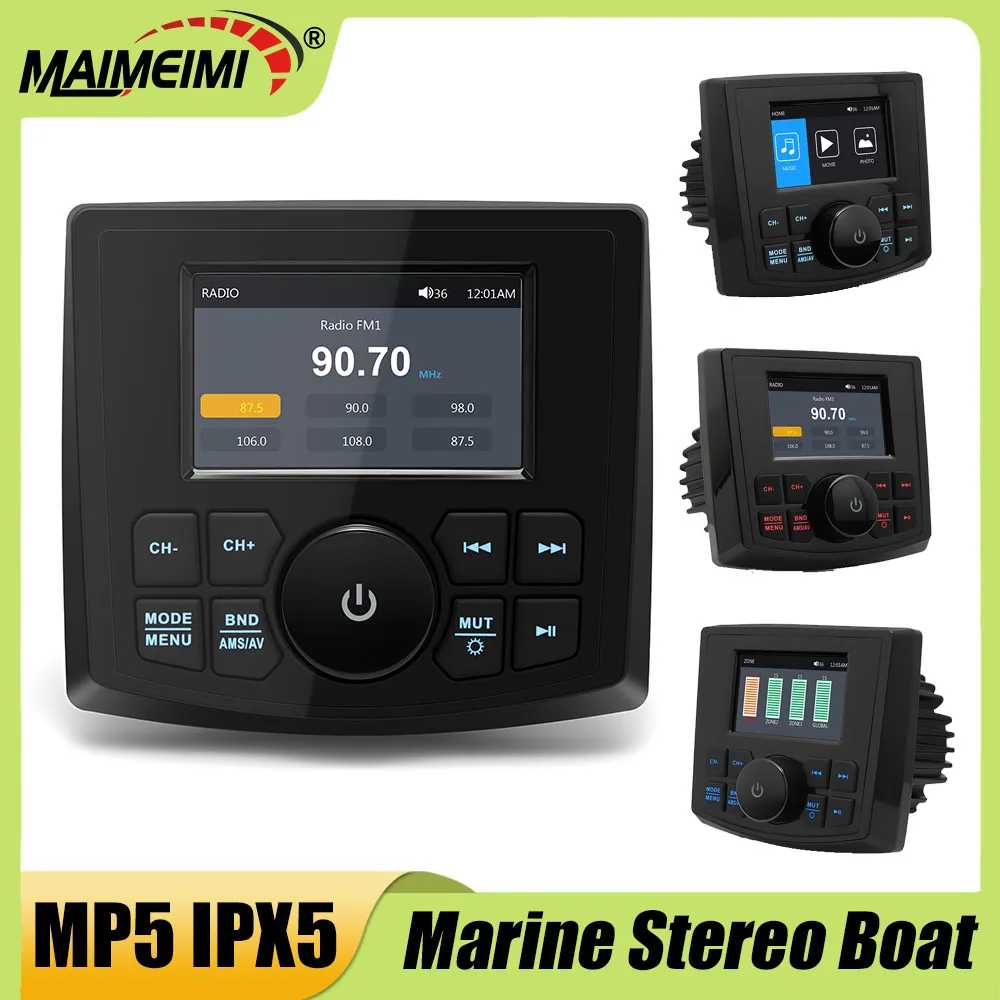 

Marine Stereo Radio Display Player Bluetooth-compatible Speaker MP5 Media Video For Boat Yacht ATV UTV SUV Waterproof Player
