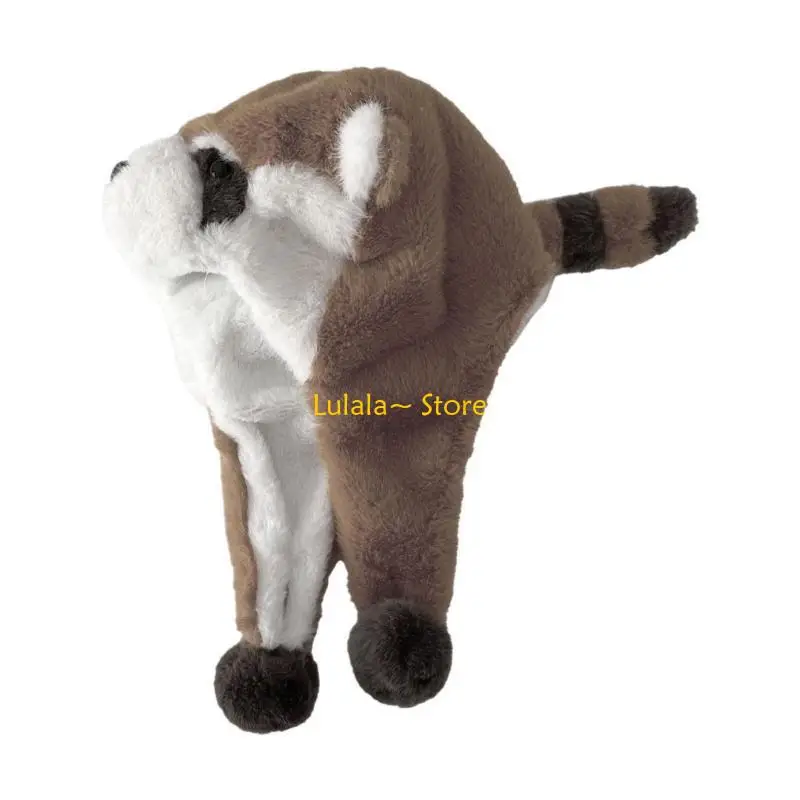 Y4QA Ear Caps Kids Earflap Hat Winter Windproof Soft Hat for Boy Girl 3-10 Year Warm Caps Lovely Lesser Panda Hat