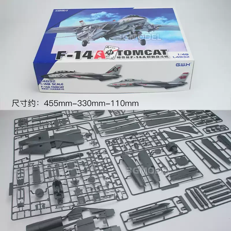 1/48 US Navy F-14A Tomcat Carrier Based Fighter Jet Unassembled Military Plane Model | GWH L4832 Hobby Kit
