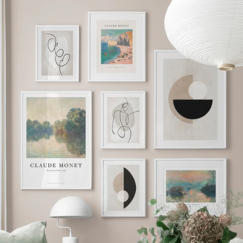 Claude Monet Landschaftslinien Abstraktes Gemälde auf Leinwand Kunstdruck Poster Galeriewand Wohnzimmer Innendekoration Bild