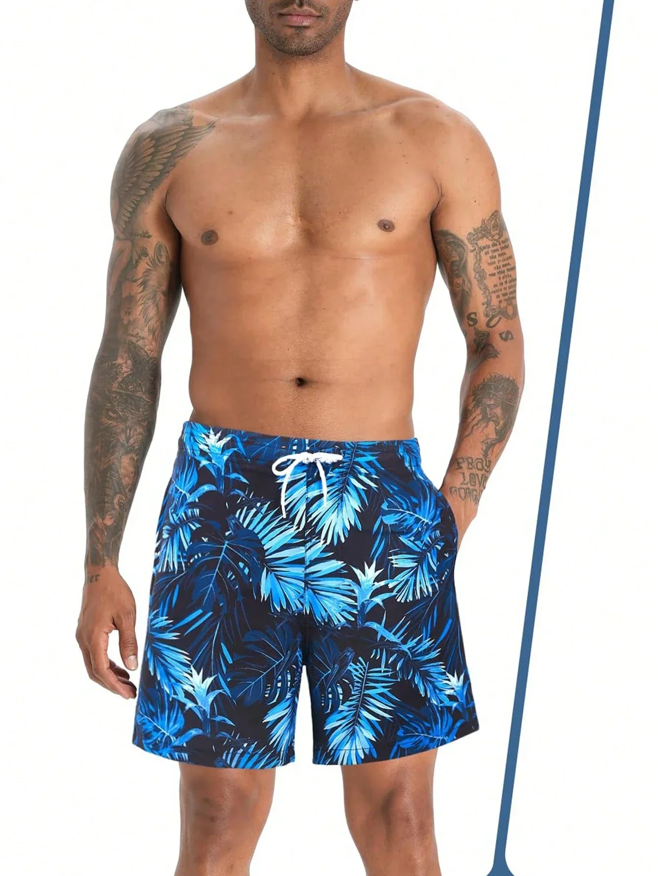 

Мужские свободные пляжные шорты с 3D-тропическим принтом и компрессионной подкладкой, быстросохнущие плавки