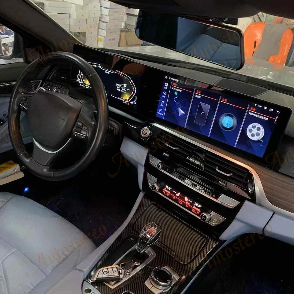 25 Inch Dual Screen Odometer Carplay Android 14 For BMW 5 Series M5 F10 F11 F18 CIC NBT Car Multimedia Player Car GPS Navigation
