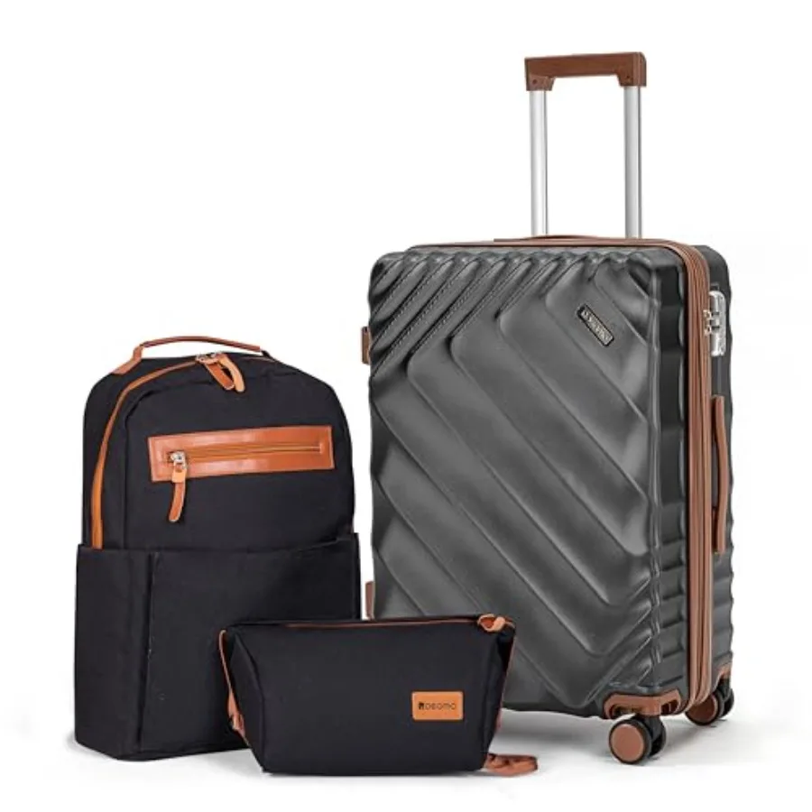 

3 Pcs Luggage Set Expandable Suitcase 22x14x9 Airline Approved Carry on, ABS Hard Case Suitcases with Spinner Wheels, TSA Lock,