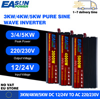 EASUN Pure Sine Wave Inverter 12/24V 220V 5000W 4000W 3000W Car Power Solar Inverter 12/24V DC to AC 220V Converter Transformer