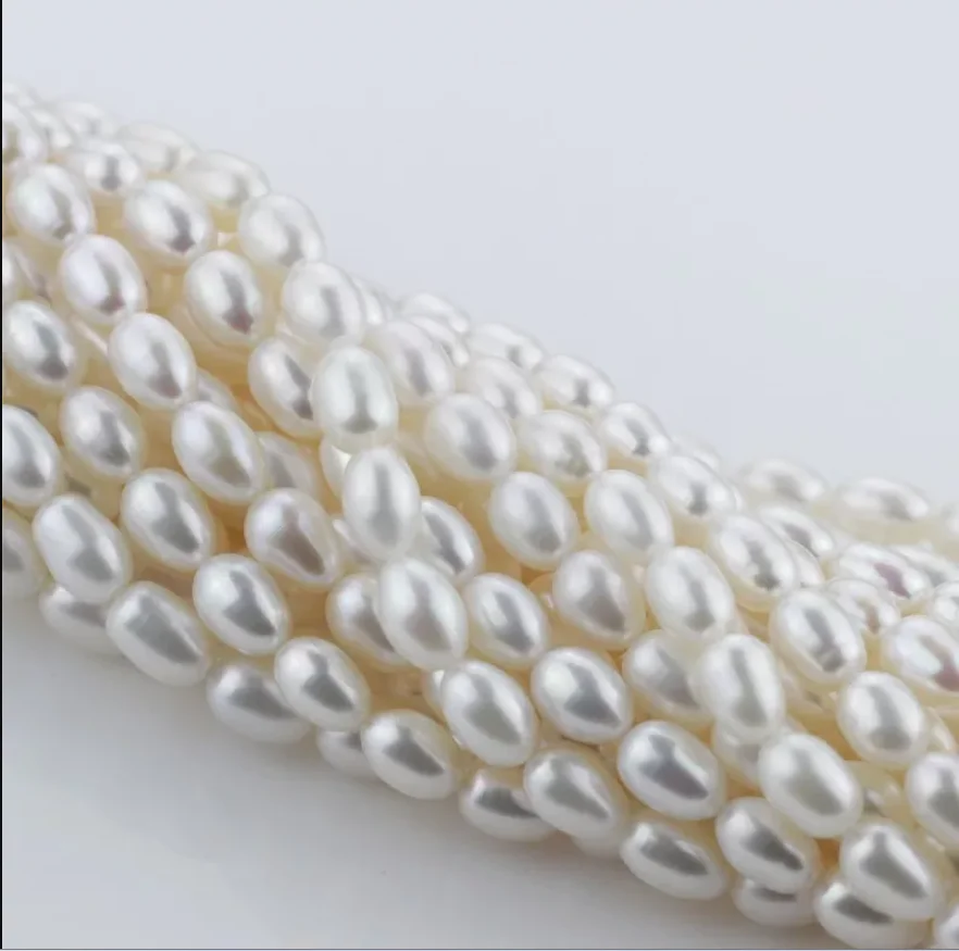 9mm 3A Grade Top quality Rice Shape Natural Fresh Water Pearl  Strand DIY Material