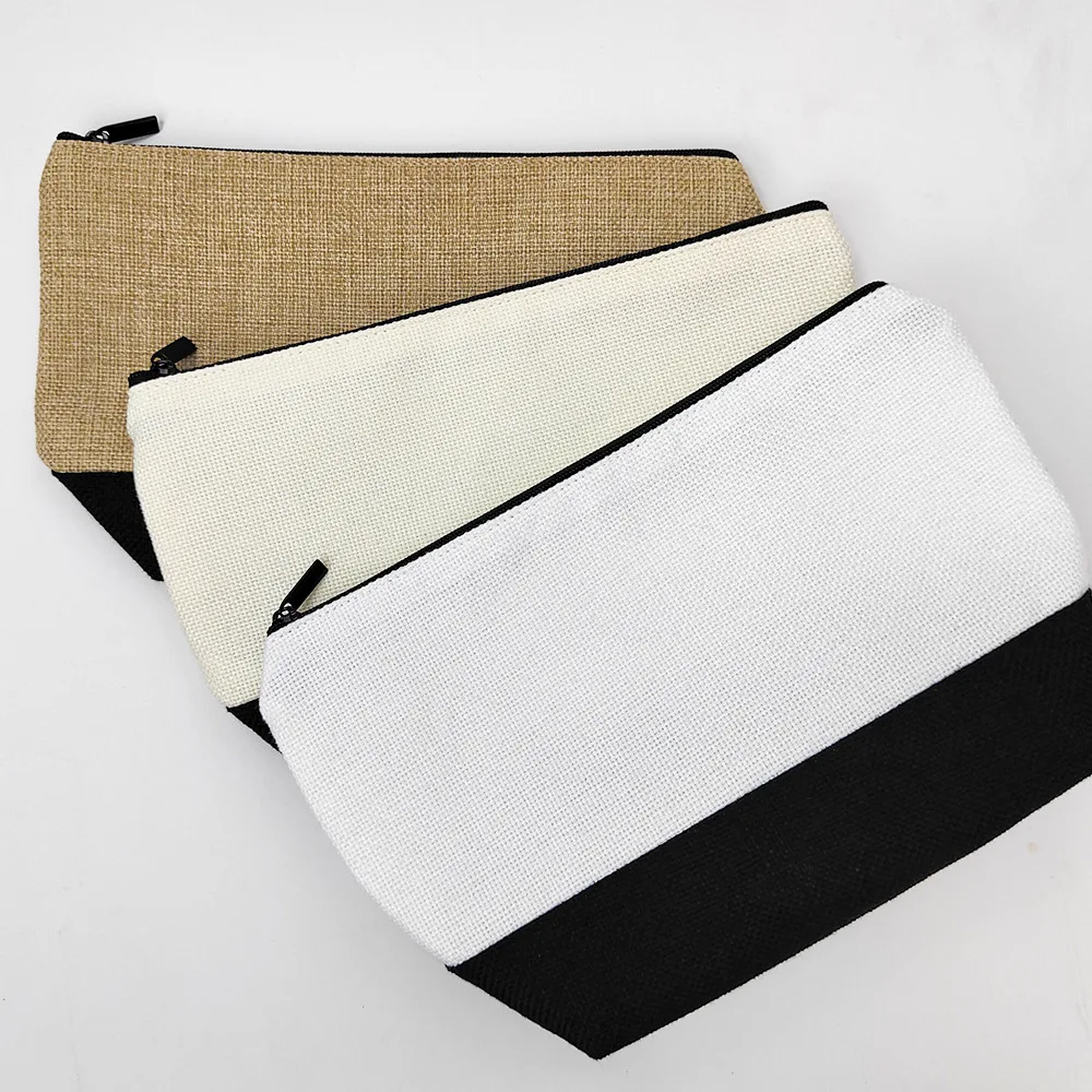 

20 Pack Sublimation Blank Linen Makeup Bags Sublimation Blanks Cosmetic Bags Beige Multi-Purpose Travel Toiletry Zipper Bags